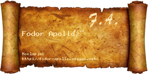 Fodor Apolló névjegykártya