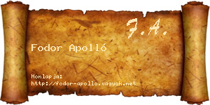 Fodor Apolló névjegykártya
